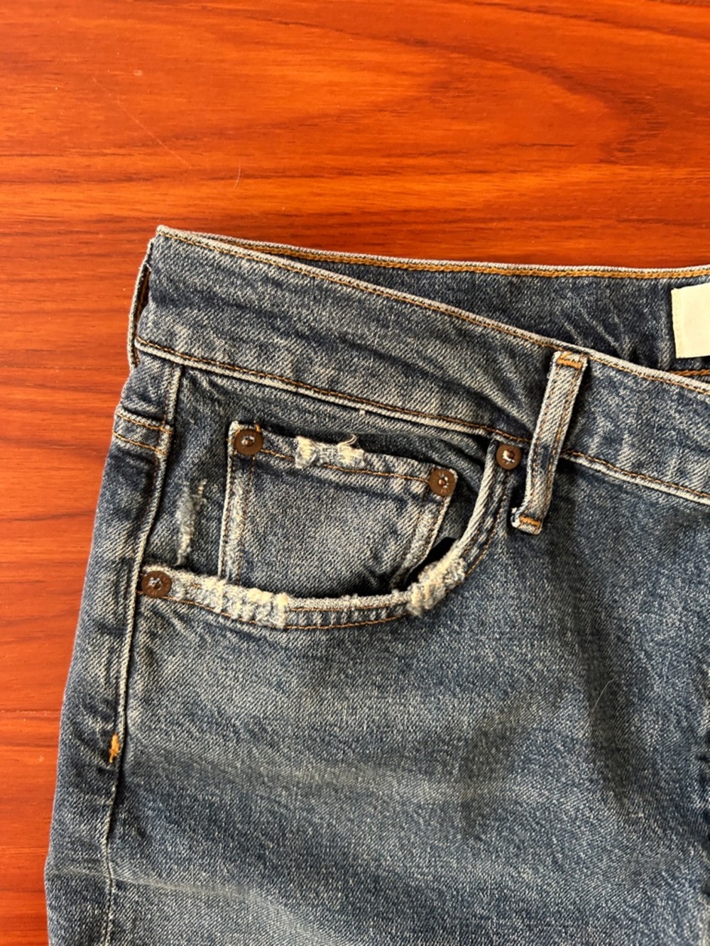 Agolde Washed Blue Slim Straight Jeans - Picture 4 of 6